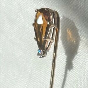 Antique 10k Topaz and Diamond Stick Pin